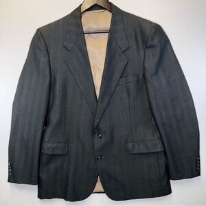 Mario Zignone Ritz men’s black striped wool blazer sport coat size 44L office